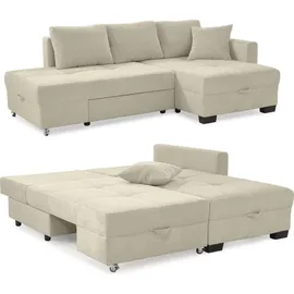 luma-home Eckcouch Cord 2-Sitzer Beige/Grau