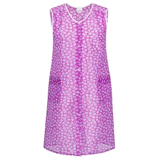 DESERMO Kittelschürze PINK/lila bunt mit Knopfleiste, abwaschbare Garten- und Haushalts Schürze I Dederon Kostüm Kittel DDR Retro Style Gr. 34