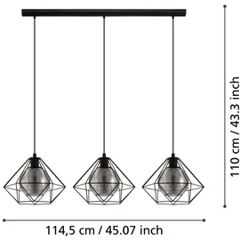 EGLO Vernham 3-flg. 33 cm rund schwarz-transparent