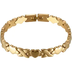 Armband FIRETTI "Schmuck Geschenk Edelstahl Armschmuck Gliederarmband X und Herz", gold (gelbgoldfarben), Armbänder, Damen, Edelstahl