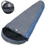 your GEAR yourGEAR Schlafsack Sirocco -18°C - Ultrawarmer komfortabler Winterschlafsack - 230x80cm - in Blau Grau - Wasserfest für Trekking und Camping