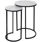 MCW Beistelltisch MCW-K46, Kaffeetisch Nachttisch Loungetisch, Marmor-Optik MDF ~ weiß-schwarz