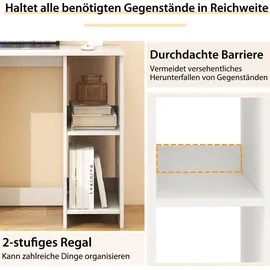 Costway Schreibtisch, Computertisch mit 2 Fächern, PC-Tisch, Bürotisch für kleine Räume, weiß, 80 x 40 x 74 cm - Weiß
