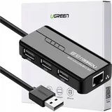 UGREEN 20264, USB-Hub 3+1 Port USB-A USB 2.0), RJ45 Schwarz, USB 2.0 Hub RJ45 Ethernet Adapter