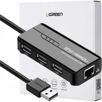 UGREEN 20264, USB-Hub 3+1 Port USB-A USB 2.0), RJ45 Schwarz, USB 2.0 Hub RJ45 Ethernet Adapter