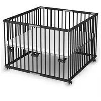 Sämann Babybett Laufgitter 100x100 cm faltbar mit Matratze Black Edition Premium, faltbar, stufenlos höhenverstellbar schwarz