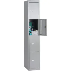 Bisley Garderobenschrank Office mit Schloss aus Stahlblech, 4 Fächer - Spind abschließbar für Sportzeug, Kleidung & Co. - Tiefe: 30,5 cm - Farbe:
