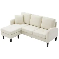Redom Ecksofa, Beige, Weiß, Textil, 166x118 cm, Wohnzimmer, Sofas & Couches, Wohnlandschaften, Ecksofas