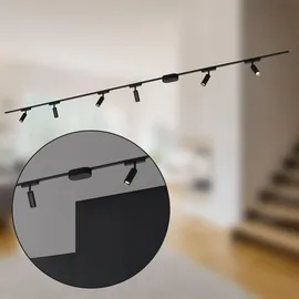Briloner Luxtrail Komplettset, 6x LED Spots, Lampen, Schwenkbar, Lichtschienensystem Decke, Strahler Schiene, Deckenlampe, Deckenleuchte, Spotlight, 3m, Schwarz