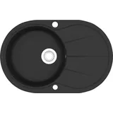 vidaXL Granitspüle Einzelbecken Oval Schwarz