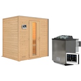 KARIBU Sauna »"Sonja" mit Energiespartür 2 Ofen 9 kW Bio externe Strg modern«, beige