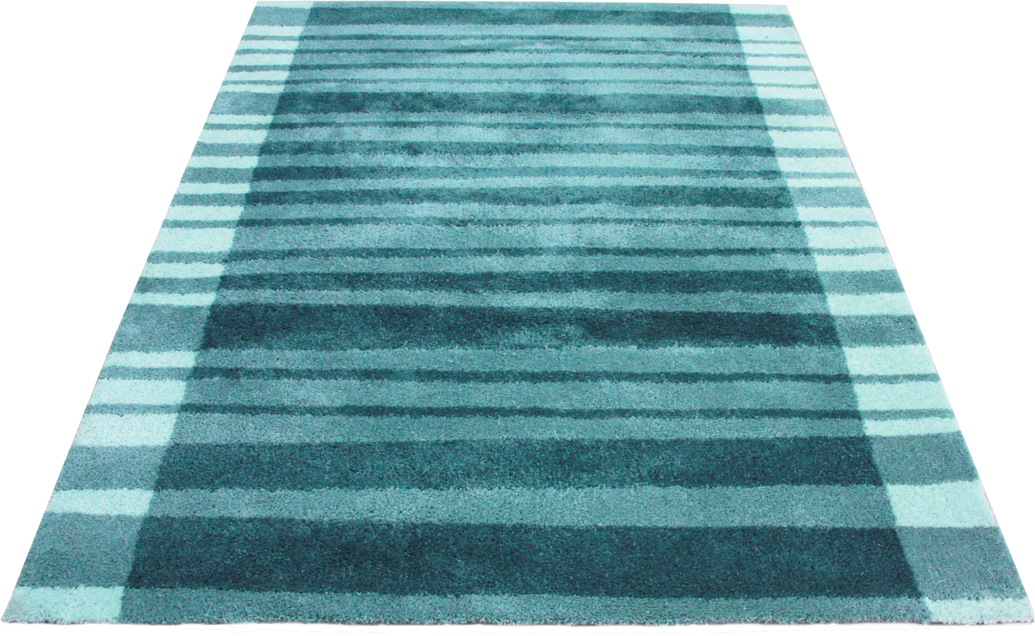 Bruno Banani Hochflor-Teppich »Cameo-Bordüre«, rechteckig, gestreiftes Muster mit Bordüre, angenehme Haptik, Streifen Bruno Banani blau B/L: 240 cm x 320 cm