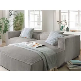 best mobilier ELA– 4-Sitzer Ecksofa rechts – cordsamt – 4-sitzer – moderner Stil Hellgrau