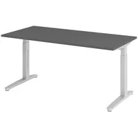 Bümö Schreibtisch Graphit, Silber, Nachbildung, Rechteckig, 160x74x80 cm, FSC