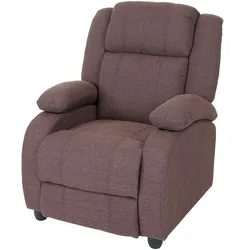 Mendler Fernsehsessel Lincoln, Relaxsessel Liege Sessel, Stoff/Textil ~ mahagony