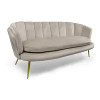 Menzzo Brenda 3-Sitzer-Sofa mit Samtbezug und goldenen Beinen, Taupe