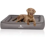 Knuffelwuff Hundebett aus Laser gestepptem Kunstleder Hampstead Orthopädisch 155 x 125cm Grau