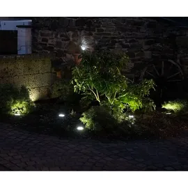 ETC Shop Solarlampe Garten Deko Solarlampen für Außen Wegelampe Bodenleuchte Gartenleuchten Solar mit Erdspieß, Kunststoff Edelstahl, LED kaltweiß, LxBxH 10x10x13 cm,