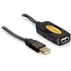 Delock USB 2.0 Verlängerung, aktiv, 10m Stecker-> Buchse, Bis zu 2 Kabel