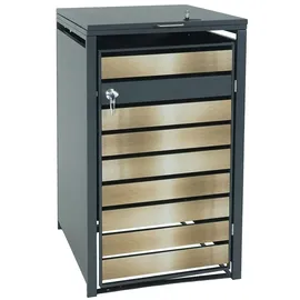 Mendler Mülltonnenverkleidung HWC-J81 68 x 117 cm gold