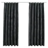 vidaXL Verdunkelungsvorhänge mit Haken 2 Stk. Samt Anthrazit 140x175cm