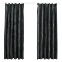 vidaXL Verdunkelungsvorhänge mit Haken 2 Stk. Samt Anthrazit 140x175cm