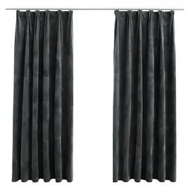 vidaXL Verdunkelungsvorhänge mit Haken 2 Stk. Samt Anthrazit 140x175cm