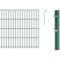 GAH Alberts Alberts 671679 Doppelstabmattenzaun als 12 tlg. Zaun-Komplettset | verschiedene Längen und Höhen | kunststoffbeschichtet, grün | Höhe 203 cm | Länge 12,5 m