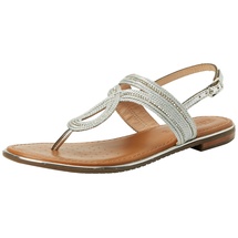 GEOX D Sozy Plus E Flat Sandal, Silver, 37 EU