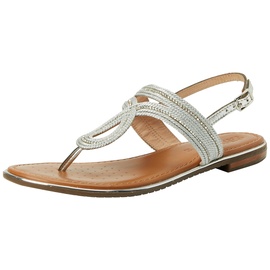 GEOX D Sozy Plus E Flat Sandal, Silver, 37 EU