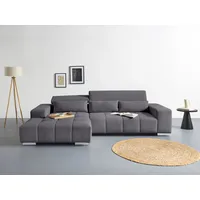 Cotta Ecksofa »Orion L-Form«, mit Recamiere, inkl. verstellbaren Kopfstützen und 3 Kissen grau