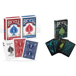 Bicycle 1001781 Kartendeck Standard 2er-Pack Rot & Blau Rommé-Karten, Pokerkarten, Zauberkarten & Creatives Spielkarten Dark Mode/Hochwertiges Design Kartenspiel Kartendecks