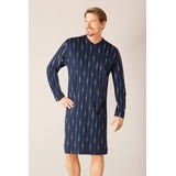 Hajo Nachthemd Herren Nachthemd mit V-Ausschnitt (1-tlg) Modisches Design blau 60