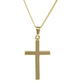 HOPLO Kreuzanhänger Anhänger Kreuz 585 Gold mit massiver Goldkette 1,1 mm, Made in Germany 38 cm