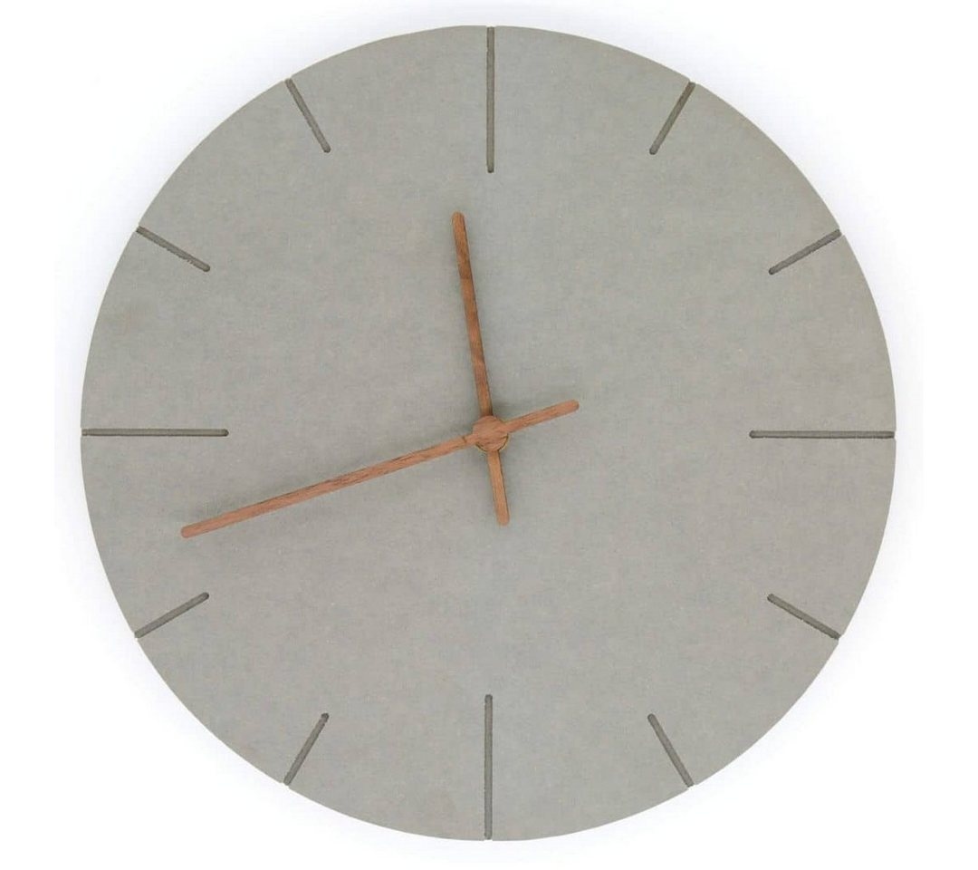 K&L Wall Art Wanduhr Lautlose MDF Holzuhr Grau Retro Uhr modern Uhrzeiger aus Holz (30 cm groß, lautlos, ohne Ticken) grau