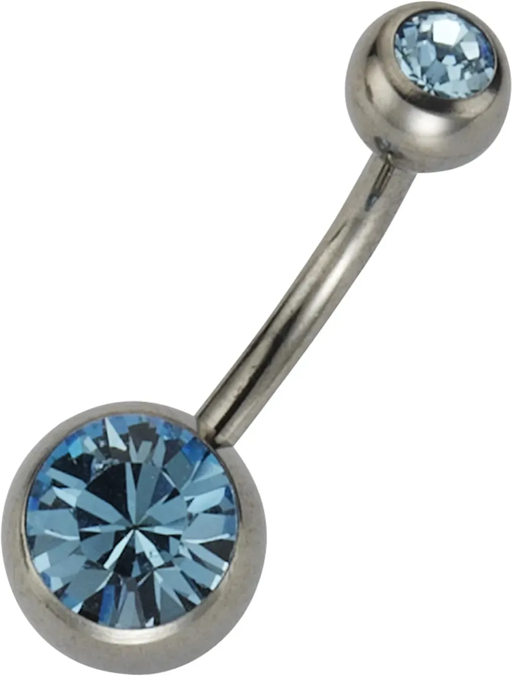 Bauchnabelpiercing ZEEME "Titan silberfarben Kristall hellblau", grau (grau, hellblau), Piercings, Damen, Titan