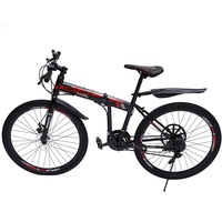 PIOJNYEN 26 Zoll Mountainbike MTB Fahrrad 21 Gang-Schaltung Fully MTB mit Schutzblech für Jungen, Mädchen, Damen & Herren, schwarz/rot