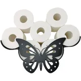 Toilettenpapierhalter, schwarz, Wand-Toilettenpapierhalter für Badezimmer, Schmetterling aus Metall, Toilettenpapierhalter, ohne Bohren