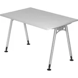 Hammerbacher AS12 höhenverstellbarer Schreibtisch lichtgrau rechteckig, A-Fuß-Gestell silber 120,0 x 80,0 cm