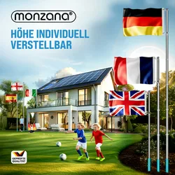 MONZANA® Fahnenmast Aluminium Teleskop 630cm Bodenhülse 60cm inkl. Flagge Flaggenmast Mast Flagge Alu