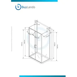 Buylando Nora 80x80x80 cm H: 195 cm U Form Duschkabine Klarglas - Buylando