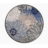 Novel Outdoorteppich Floral, Grau, Blau, Textil, Blätter, rund, Oeko-Tex® Standard 100, pflegeleicht, Teppiche & Böden, Teppiche, Outdoorteppiche
