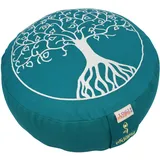 Yogimudra Ersatzbezug für Baum des Lebens Meditationskissen Ø30 cm x 10 cm – Rundkissen 1-TLG mit Reißverschluss – Perfekt für Meditations- & Yogakissen (Petrol)