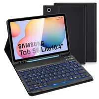 LAMA Samsung Galaxy Tab S6 Lite Hülle mit Tastatur-Deutsches QWERTZ Layout, Kabellose Tastatur Hülle für Tab S6 Lite 10,4“ 2020/2022(SM-P610/P615/P613/P619),Bluetooth Tastatur Hülle,Schwarz Beleuchtet