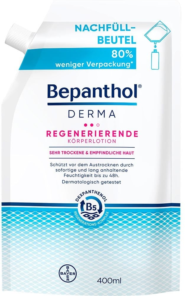 Bepanthol® Derma Regenerierende Körperlotion, Köperpflege für empfindliche und sehr trockene Haut, dermatologisch getestete Feuchtigkeitscreme mit Dexpanthenol