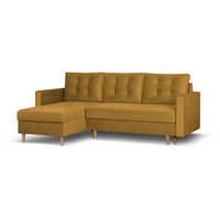 Beautysofa Ecksofa Sigurd, 226 cm Ecke für Wohnzimmer, im skandinavischen Stil, Polsterecke mit Schlaffunktion und Bettkasten gelb