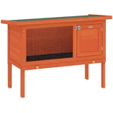 PawHut Hasenstall Kaninchenstall aus Holz 90x45x65 cm erhöhter Kaninchenkäfig mit aufklappbar Bitumendach, herausziehbarer Schublade, Tür, Metallgitter, Hasenkäfig für Kleintiere Outdoor Orange
