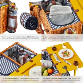 Tectake Picknickkorb Rügen braun 46,50 cm x 30,00 cm x 32 cm