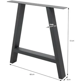 ECD Germany Tischbeine A-Form A-Design 70 x 72 cm Anthrazit Metall 72x8x60 Esszimmer, Esstische, Tischsysteme