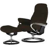 Stressless Relaxsessel mit Hocker Leder 92 x 105 x 80 cm Braun